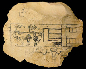 Ostracon en el Museo de Luxor, mostrando trabajos de construcción