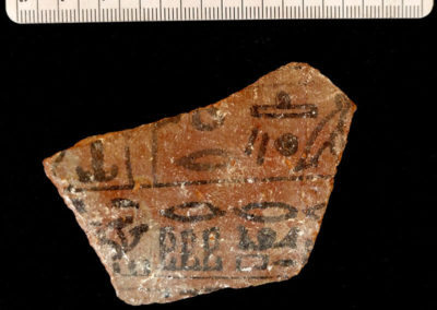 Ostracon en escritura jeroglífica hallado por Laura.