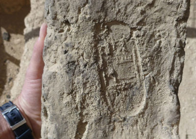 Adobe con la impronta del escriba real Nebamon, hallado en la galería de momias de ibis y halcones.