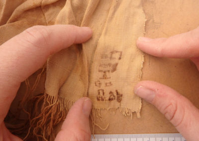 Fecha de producción escrita en uno de los lienzos de lino de la dinastía XXII.