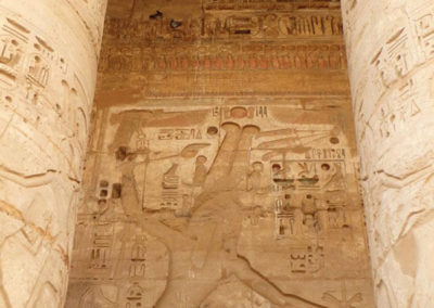 Detalle del templo de Medinet Habu de Ramsés III.