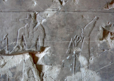 Anubis y Osiris representados en la tumba de Hery.