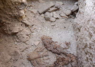 Los restos momificados hallados en el pozo 39.
